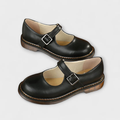 Women's Vintage Mary Jane Shoes – Classic Leather Strap Shoes with Comfort Sole