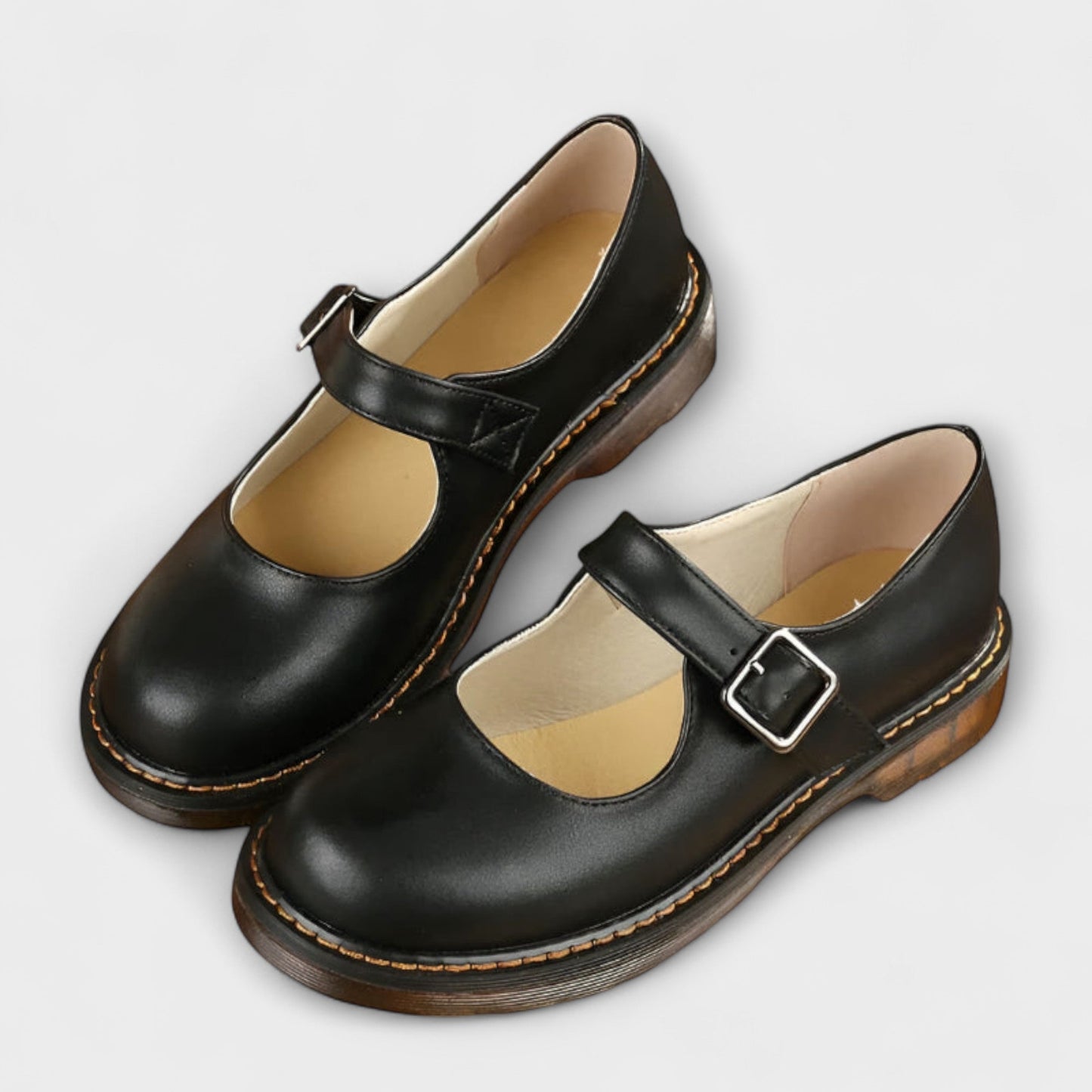 Women's Vintage Mary Jane Shoes – Classic Leather Strap Shoes with Comfort Sole