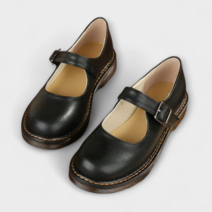 Women's Vintage Mary Jane Shoes – Classic Leather Strap Shoes with Comfort Sole