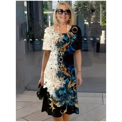 Loose Women's Dress with 3D Floral Pattern