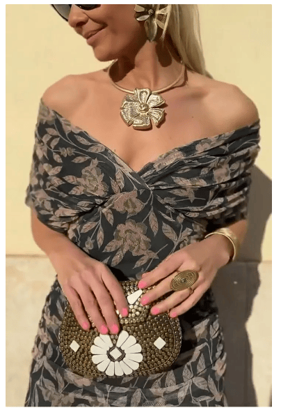 Christi™ | Off-Shoulder V-Neck Printed Dress