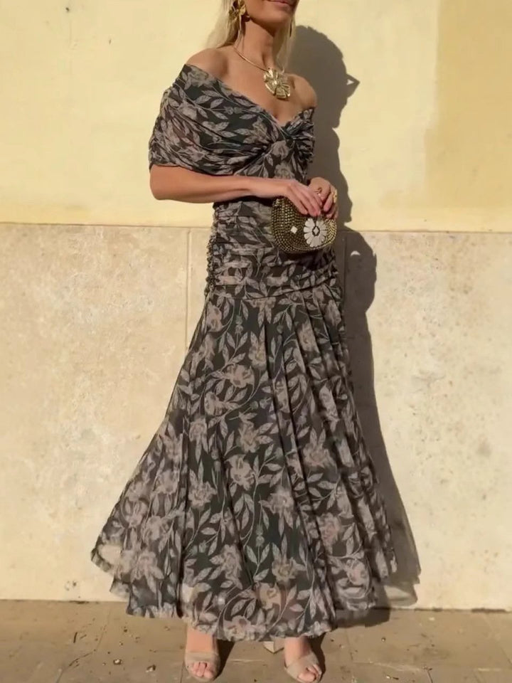 Christi™ | Off-Shoulder V-Neck Printed Dress