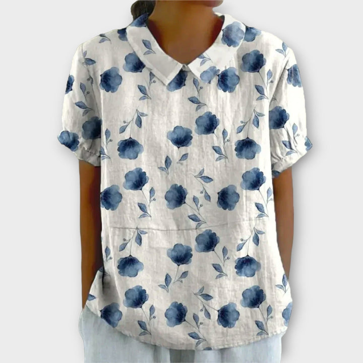 Charlotte | Floral cotton-linen blouse
