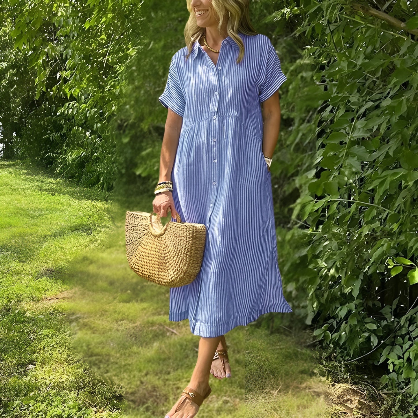 Florine™ | Flattering Striped Shirtdress