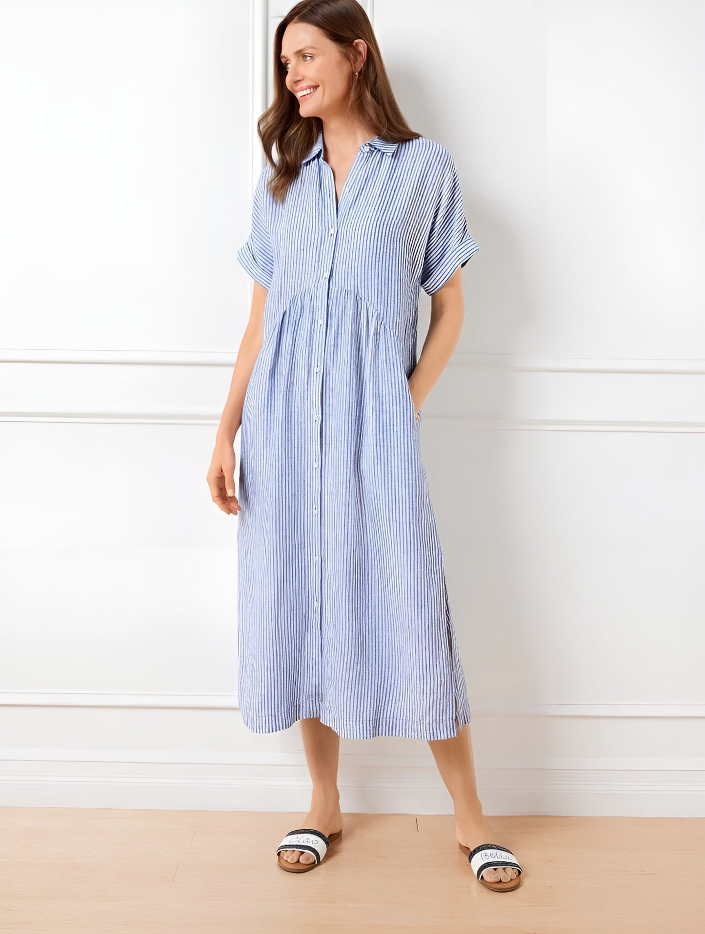 Florine™ | Flattering Striped Shirtdress