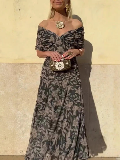 Christi™ | Off-Shoulder V-Neck Printed Dress