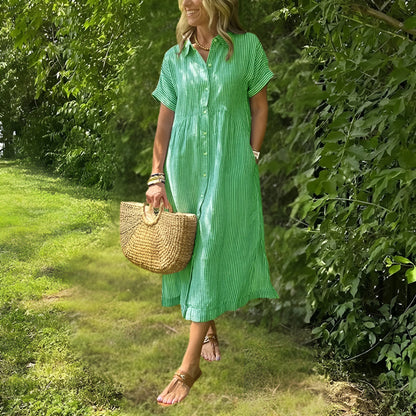 Florine™ | Flattering Striped Shirtdress