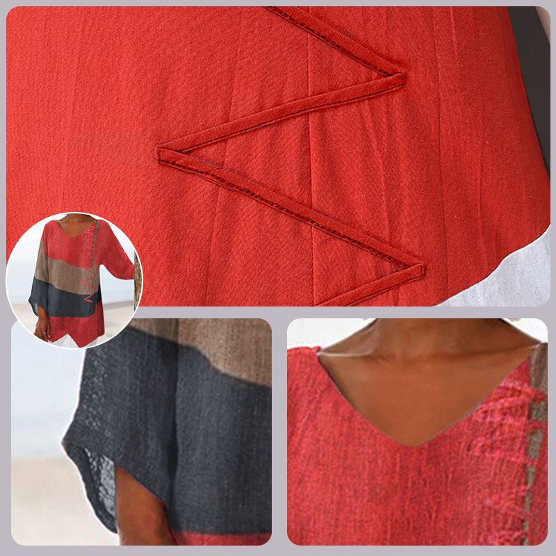 Hélène - Artistic long V-neck shirt
