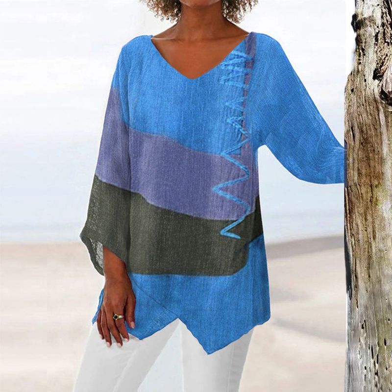 Hélène - Artistic long V-neck shirt