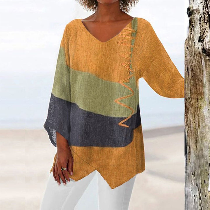 Hélène - Artistic long V-neck shirt