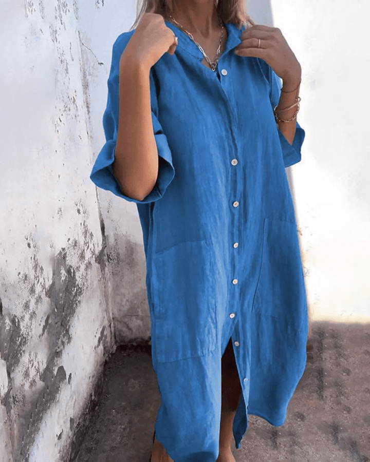Mila™ | Ibiza style casual ankle-length shirt dress