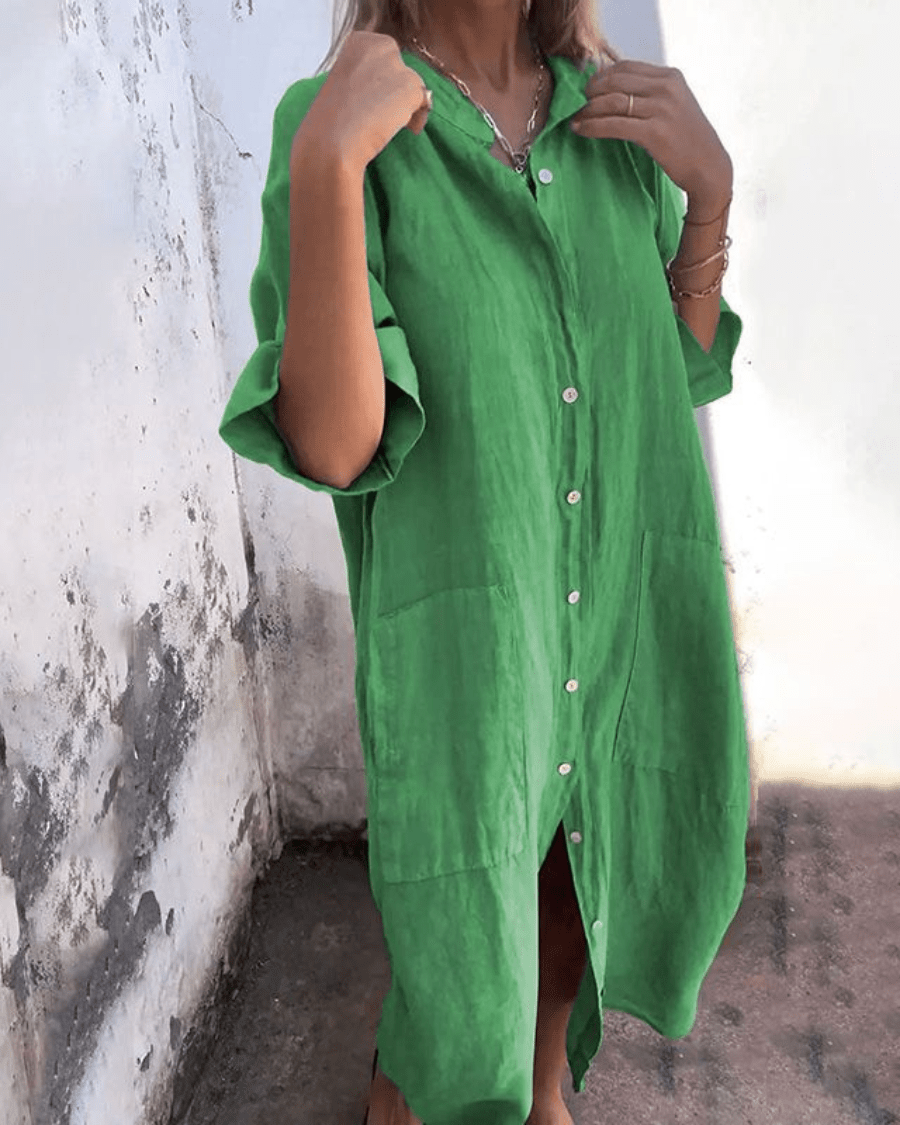 Mila™ | Ibiza style casual ankle-length shirt dress