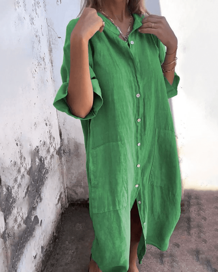 Mila™ | Ibiza style casual ankle-length shirt dress