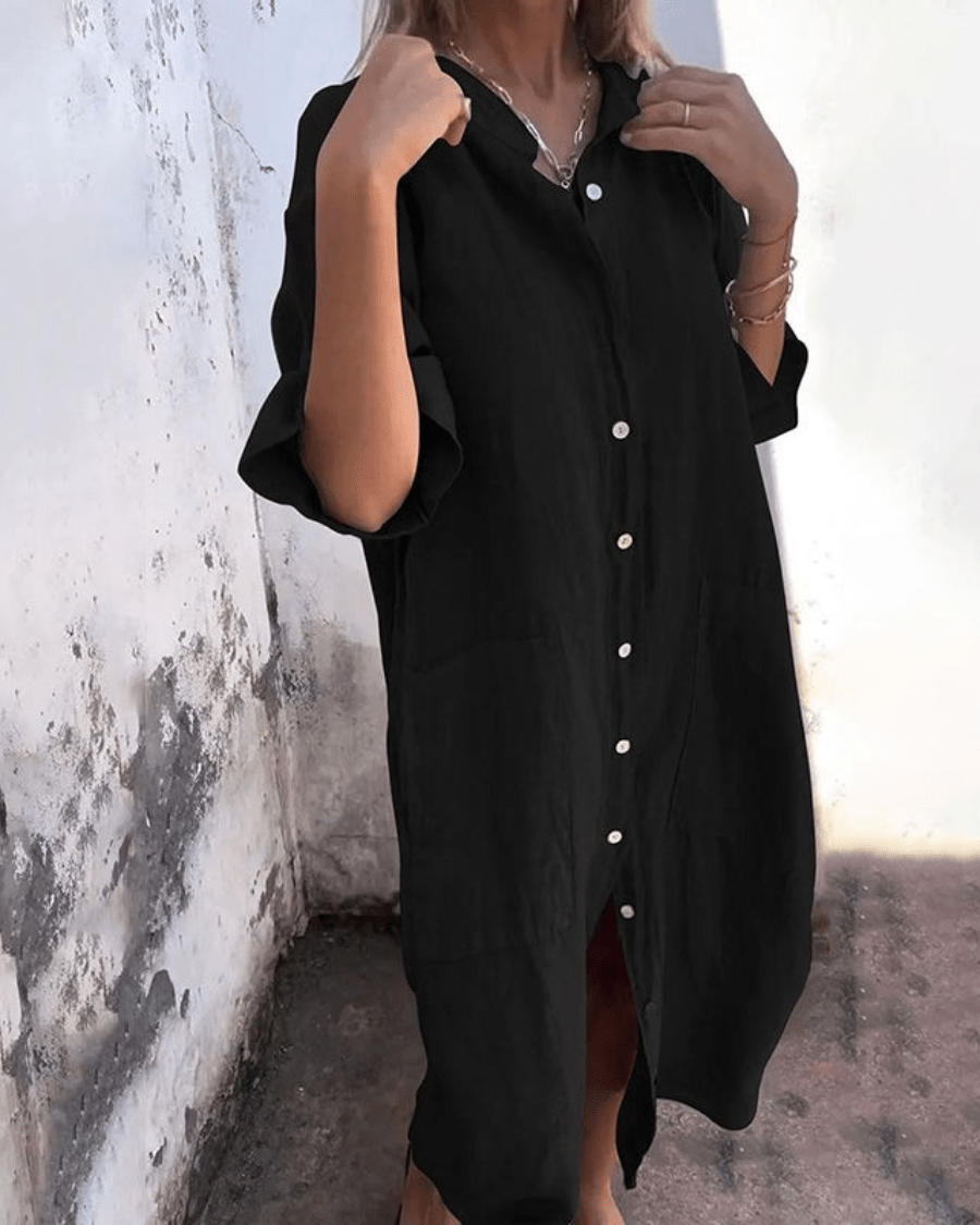Mila™ | Ibiza style casual ankle-length shirt dress