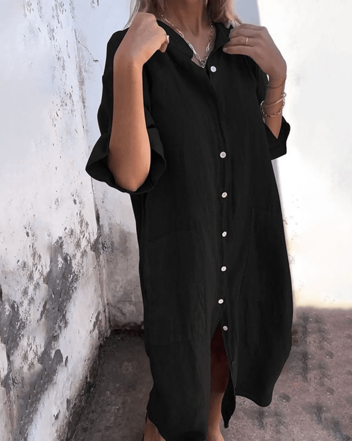 Mila™ | Ibiza style casual ankle-length shirt dress