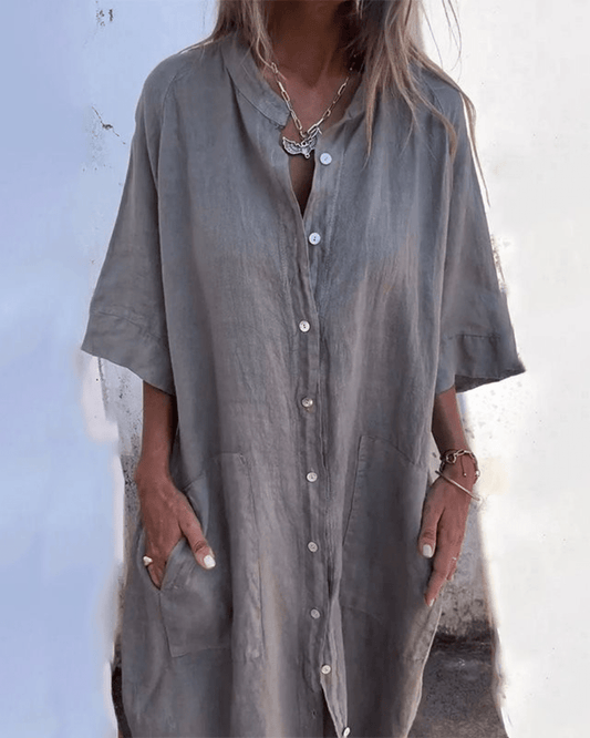 Mila™ | Ibiza style casual ankle-length shirt dress