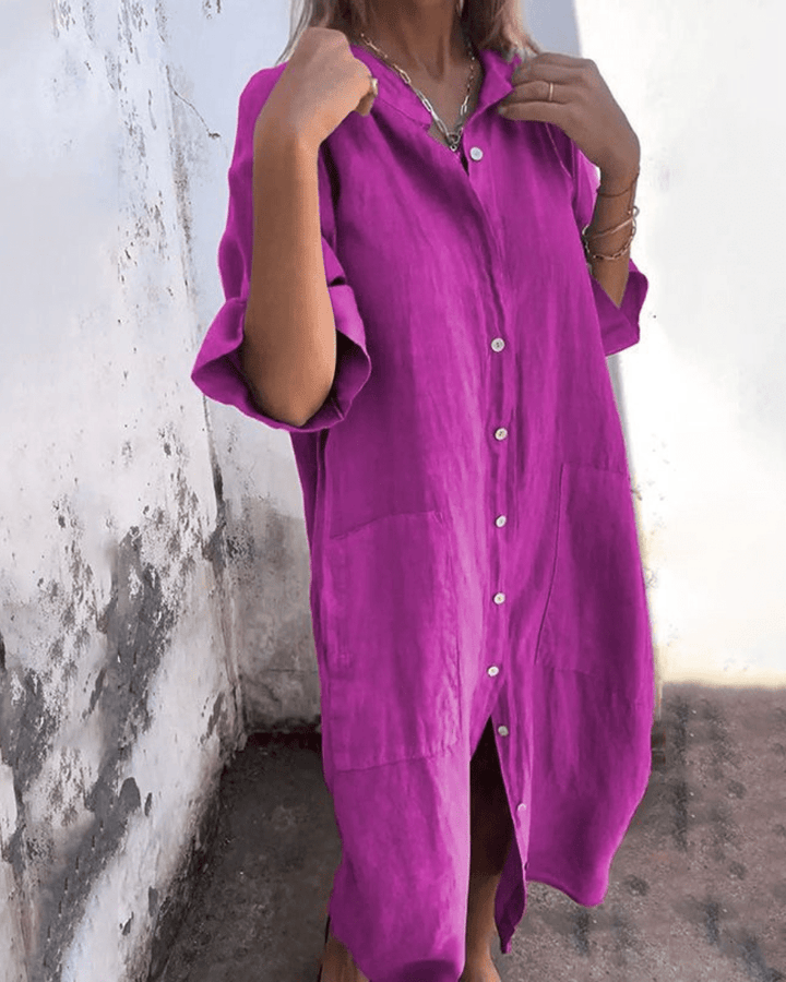 Mila™ | Ibiza style casual ankle-length shirt dress