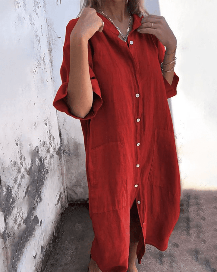Mila™ | Ibiza style casual ankle-length shirt dress