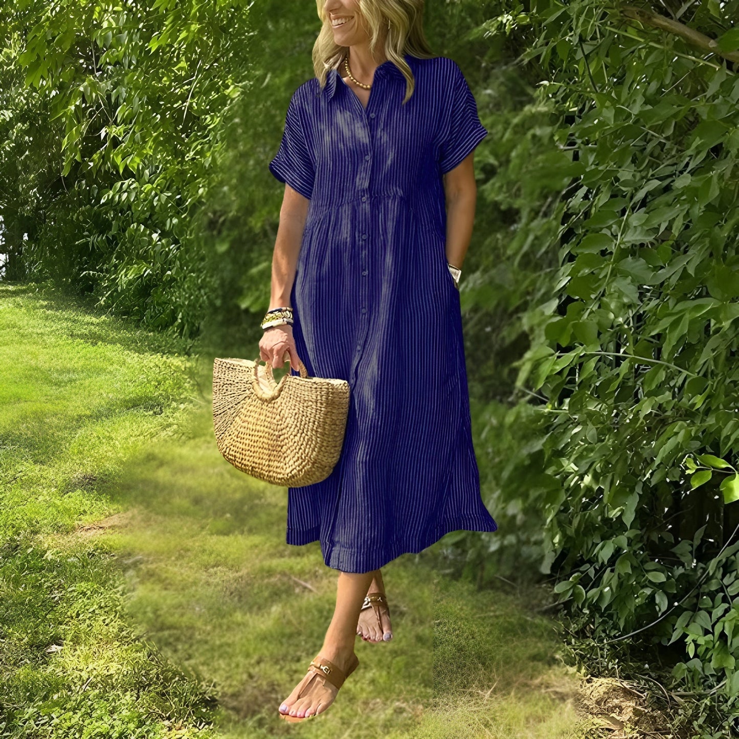 Florine™ | Flattering Striped Shirtdress