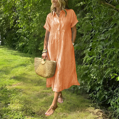 Florine™ | Flattering Striped Shirtdress