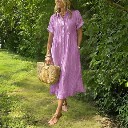 Florine™ | Flattering Striped Shirtdress