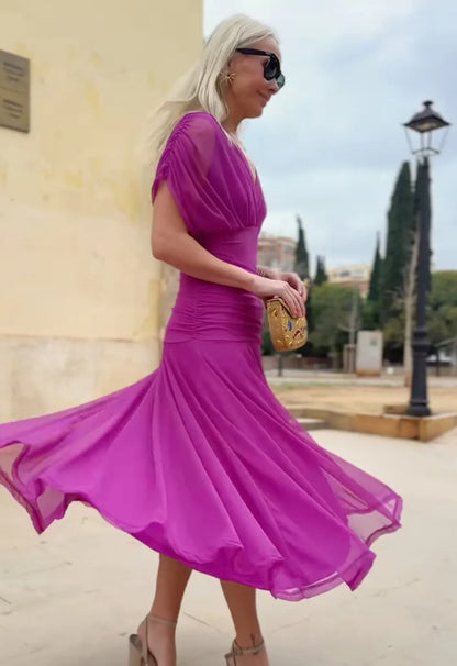 Christi™ | Off-Shoulder V-Neck Printed Dress