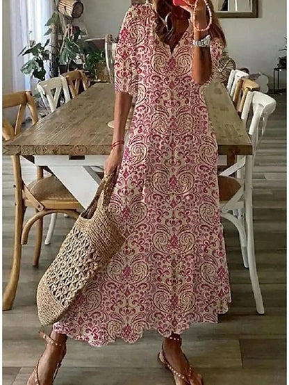 Sophia - Boho Vintage V-Neck Dress