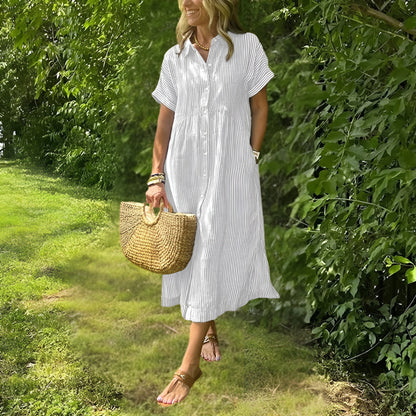 Florine™ | Flattering Striped Shirtdress