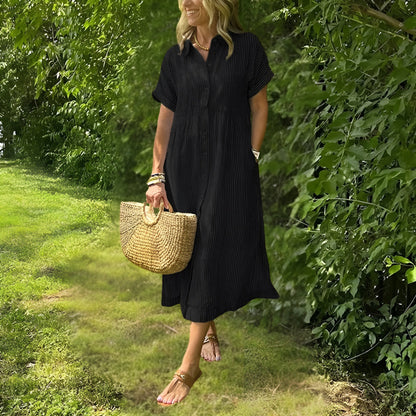 Florine™ | Flattering Striped Shirtdress